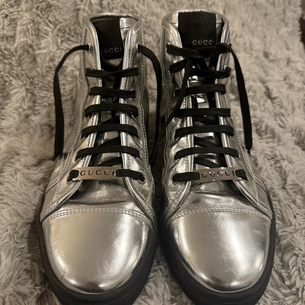Gucci Metallic Leather High-Top Sneakers
